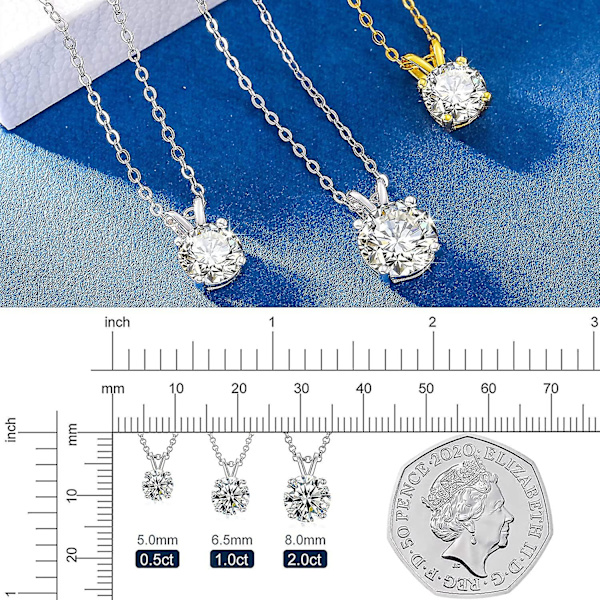 0.1-2ct Moissaniitti Riipus Kaulakoru, D Väri, Vvs1 Kirkkaus, Kimalteleva Moissaniitti Timantti Riipus Naisille, 18k Valkokullattu 925 Sterling Hopea Ne