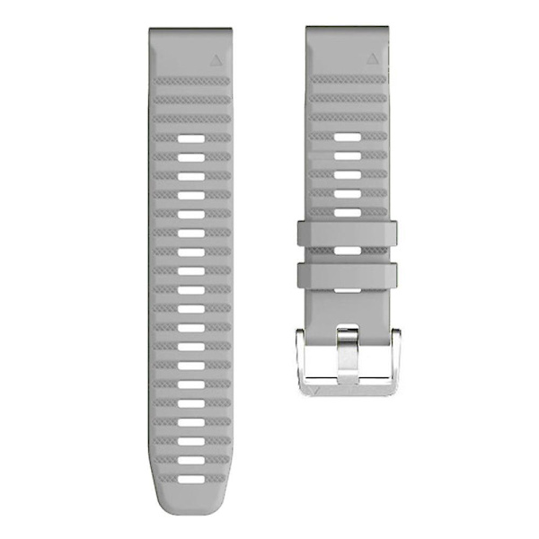 För Garmin Tactix 7 Pro/Fenix 7X/Fenix 6X Pro 26mm Silikonklockarmband med stålspänne i silver Grey