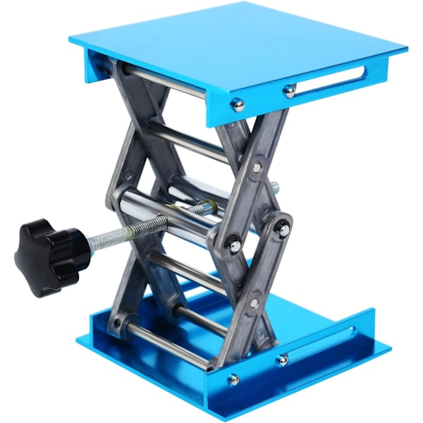 Løftebord Rustfrit Stål Lab Jack Stand Bordløft Laboratorium Mini Sakselift Jack Platform 4\" x 4\" Højde Udvidbar, Lastekapacitet 5KG Blå