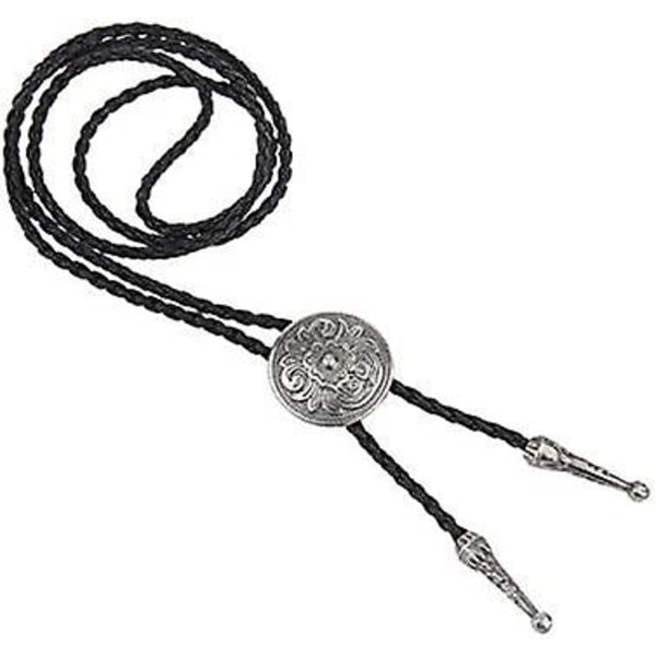 Acsergery Herr Dam Halsband Vintage Punk Blomma Bolo Slips Hänge Halsband Äkta Läder Present