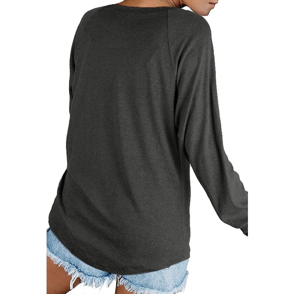 Dame Basic Langærmet Toppe Løs Tunika Casual T-shirts