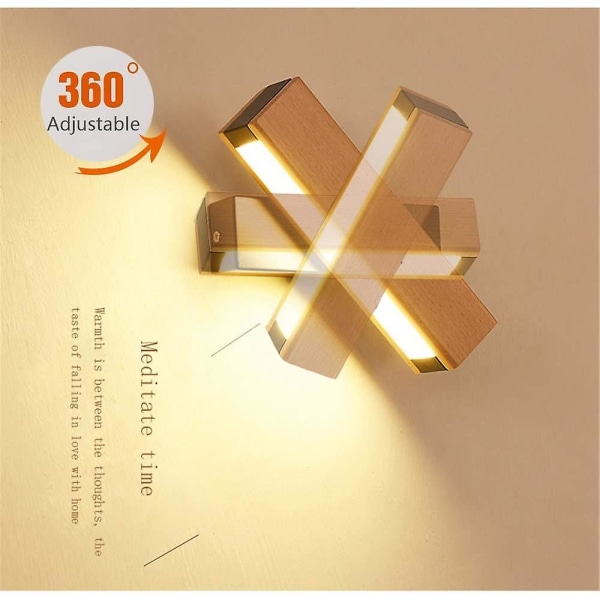 360° Roterende LED Væglampe, Indendørs Væglampe 21x4x4,5cm 4w Varm Hvid Med Sort Base 220v, Sengelampe Til Soveværelse Stue Gang Trappeopgang