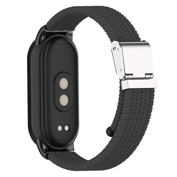 För Xiaomi Smart Band 8 flätad nylon klockarmband justerbart spänne elastiskt band Charcoal Black