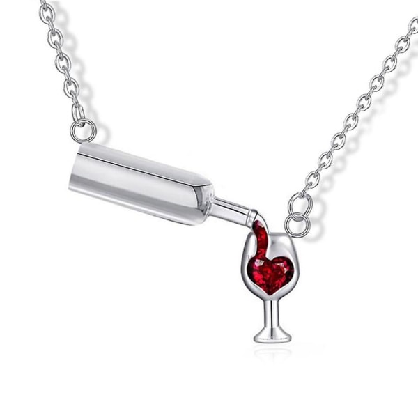 Personalisert design kjærlighet vin flaske kopp halskjede platinum