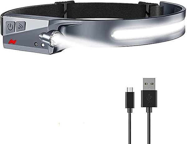 Oppladbar LED-hodelykt, 230 Illumination Hodelykt med bevegelsessensor, lett, værbestandig, Source Hodelykt