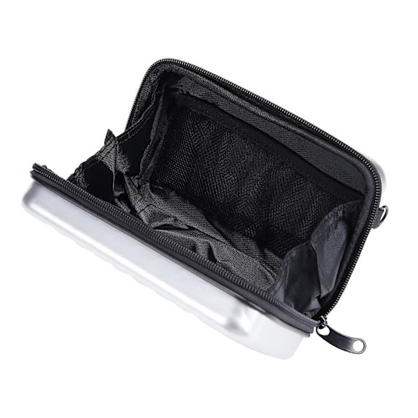 BAELLERY N1203 Mini Resväska Hård Skal Makeup Väska ABS+PC Bärbar Kosmetika Telefon Crossbody Väska Silver