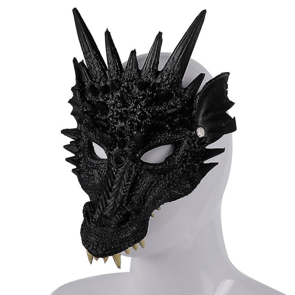Dragemaske Karneval Cosplay Udklædning Halloween Kostume Til Unisex Black
