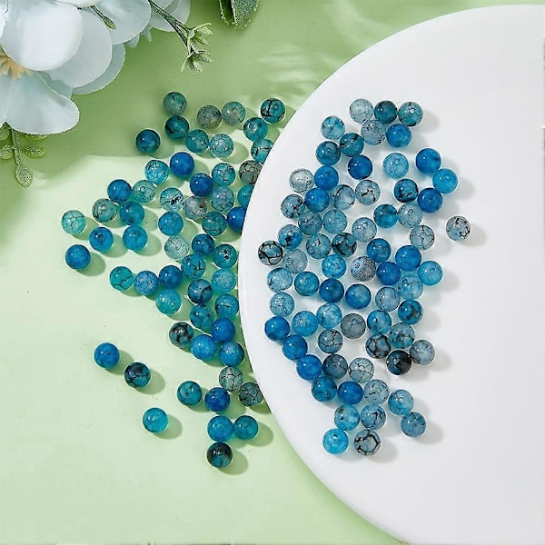 2 Strenger 124 stk Naturlige Drageårer Agat Perler Strenger 6.5mm Glatte Runde Steinperler Naturlige Edelstensperler Strenger Håndverksperler Dekorasjoner for Nec