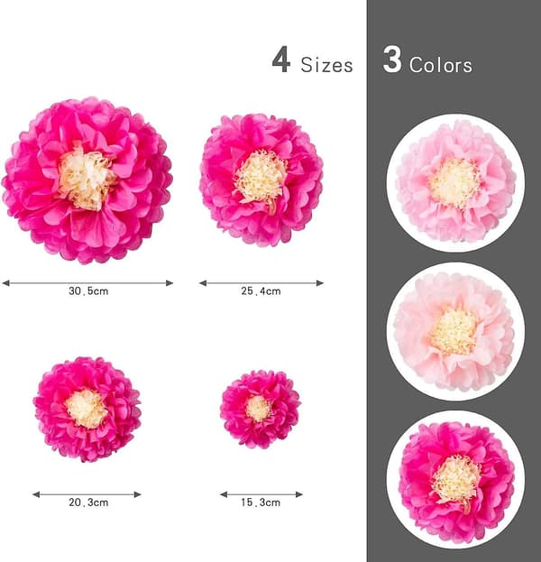 Silkepapir Pomponer Blomsterbold til Festdekoration (pink)