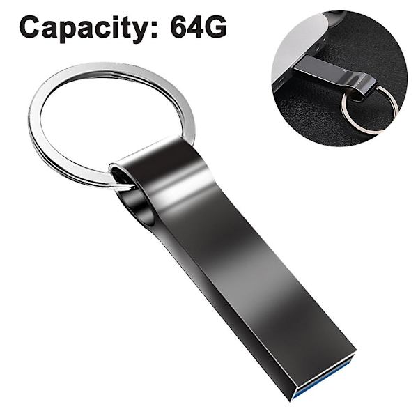 Flash Drive USB-stik 2.0 USB til computer/laptop, ekstern datalagringsdrev, hukommelseskort, lager til opbevaring af foto/video/musik/fil gun color 64GB