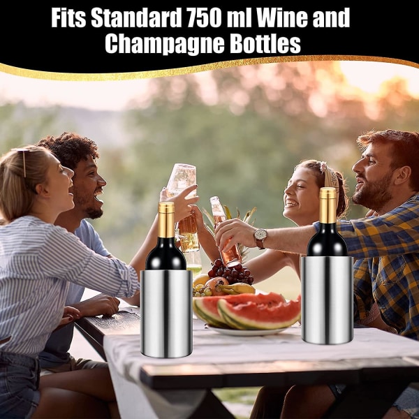4 stk. Vinkøler spand med tang 750 ml Champagne isspand Rustfrit stål Vinspand Terning Serveringsspand Tilbehør Isoleret Vinflaske Chi