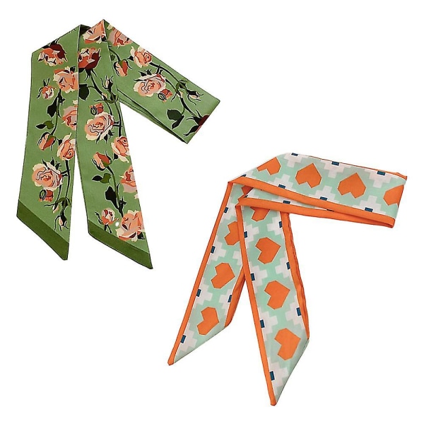 2-pakning Langt Tynt Chiffonskjerf - Smalt Halsbånd Midjebelte Hodeplagg For Kvinner Gave Style 1