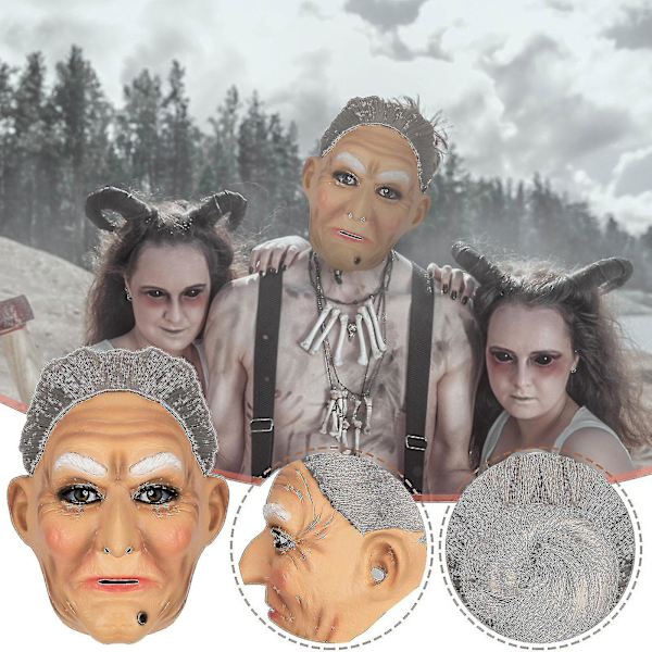 Kjekk Gammel Mann Maske Halloween Skrekk Morsom Latex Full Hodebekledning Morsom Skrekkmaske