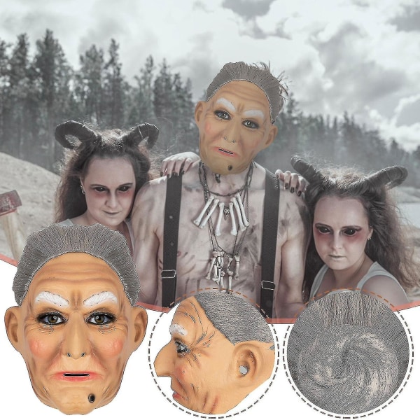 Tyylikäs vanhan miehen naamio Halloween kauhu hauska lateksi koko päähine hauska kauhunaamio