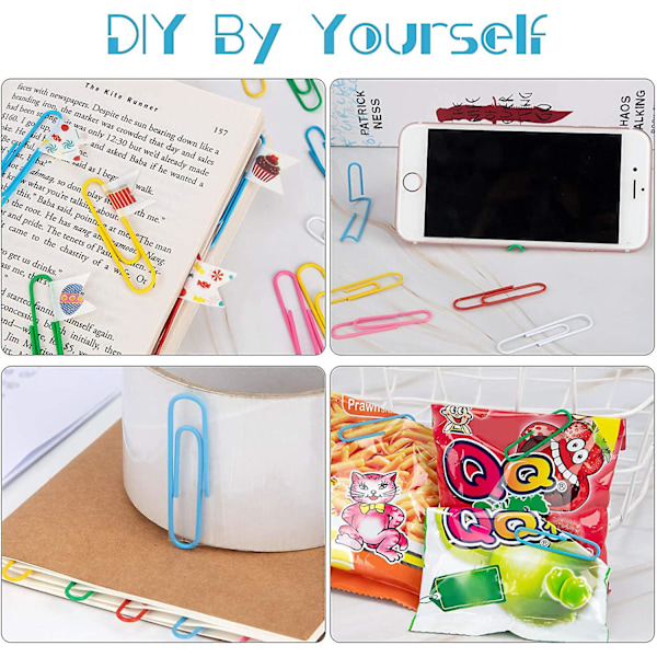 Papperclips Set med Färgade Papperclips Små Medium Stora