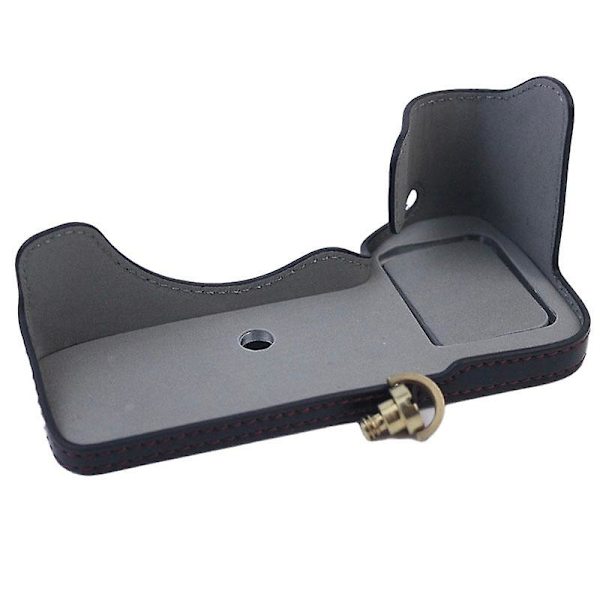 PU Læder Kamera Bund Etui Beskyttende Halv Krops Cover til Sony A7M4/A1/A7S III/A7S3/A7R5 Black
