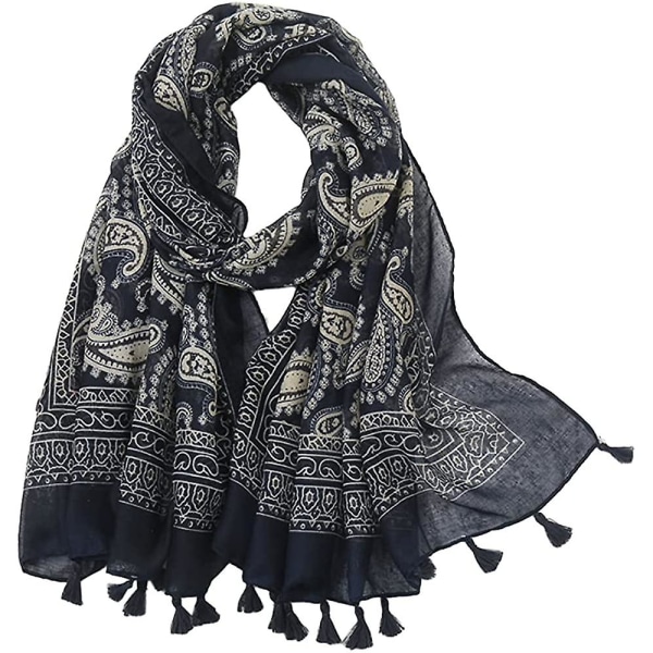 Dam Scarf Sjal Svart Paisley Med Acsergery En Vacker Lätt Wrap Lång Hals Loop Present