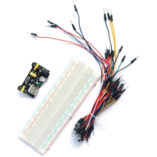 Koblingsbrett uten lodding 830 Mb-102 koblingspunkter, Jump Wires 65 stk, 3.3v 5v strømforsyningsmodul, elektronisk læringssett kompatibelt med Arduino K3