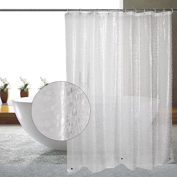 Duschdraperi mögelbeständig Eva duschdraperi transparent sten tung duschdraperi med 3 magneter och 12 krokar, 180 x 200 cm