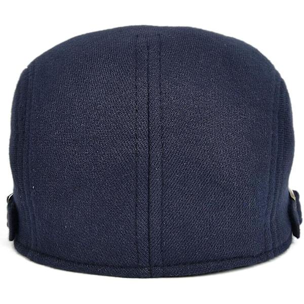 Hatt för män i bomull, platt Ivy Gatsby Newsboy Driving Navy Blue