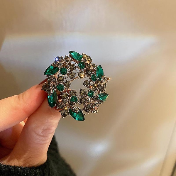 Fashion Brosch för kvinnor, guld strass blomma brosch handgjorda smycken för bröllopsbukett, halsduk ring spänne klämma