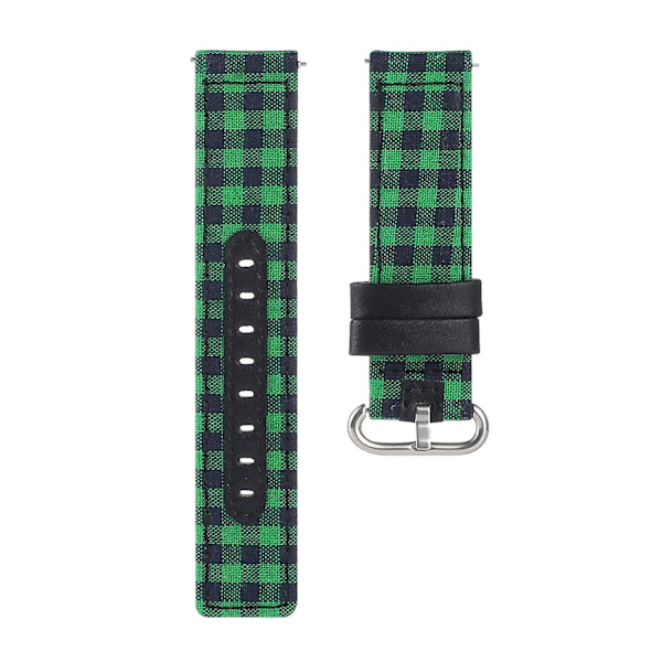 Oval spänne nylon tyg + läder klockarmband för Samsung Galaxy Watch 5 40mm/44mm/ Watch 5 Pro 45mm Black Green Plaid