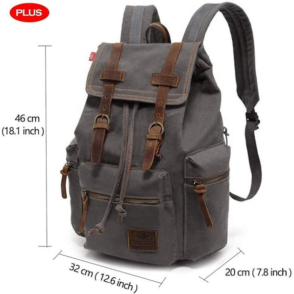 Canvas Rygsæk 15l Casual Dagstursrygsæk, 42 Cm, 15 Liter