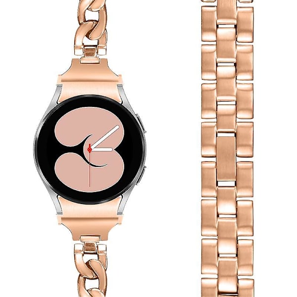Klassinen ruostumattomasta teräksestä valmistettu ranneke Samsung Galaxy Watch4 Active 40mm/44mm /Watch4 Classic 42mm/46mm -kelloille Rose Gold