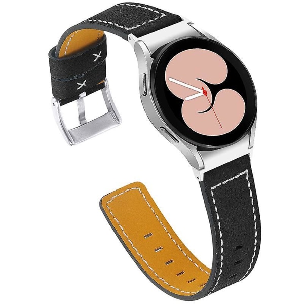 Läderjusterbart ersättningsarmband för Samsung Galaxy Watch4 Classic 42/46mm/ Active 40/44mm Black