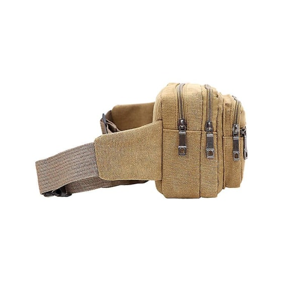 Bältesväska - 4 Canvas-fack Olika färger Khaki
