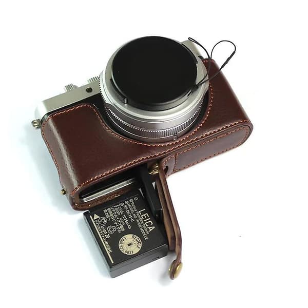 Ægte Læder Halv Kropsdækning Kamerataske Til Leica D-lux7 Coffee
