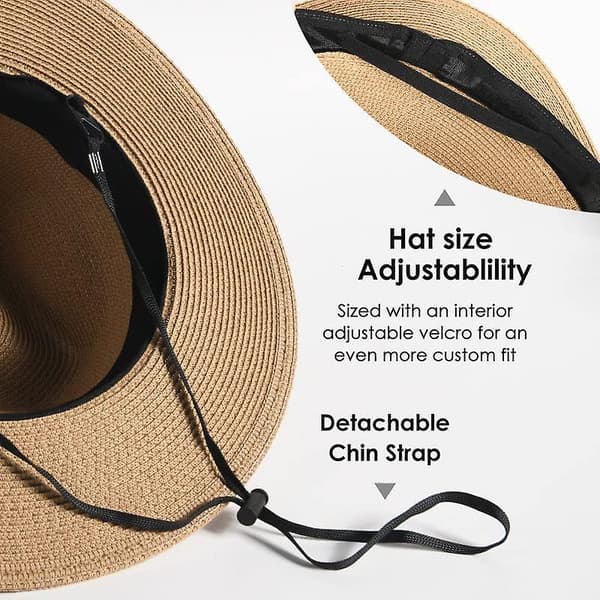 Dame Herre Bredskygget Panama Hat Fedora Sommer Strand Solhat Upf Stråhat