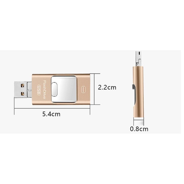 128 GB Flash-enhet, 4-i-1 USB C-formad minnespinne, fotominne extern lagringsenhet kompatibel med iPhone iPad Android-dator.