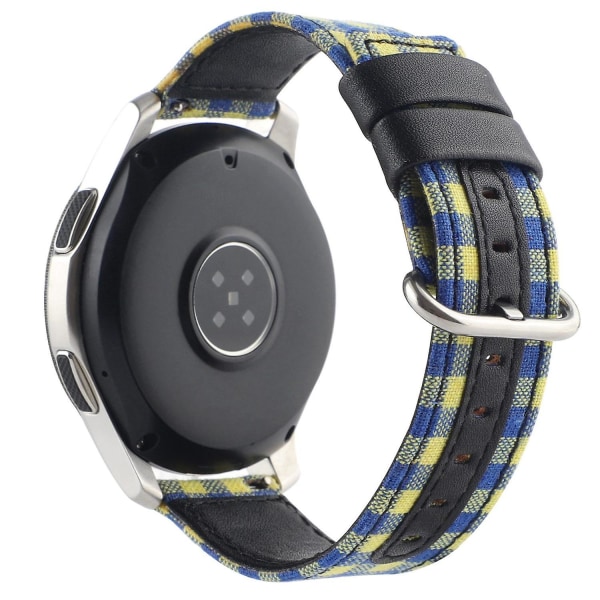 Ovalt spänne nylon + läderarmband för Samsung Galaxy Watch 5 40mm/44mm/ Watch 5 Pro 45mm Blue Yellow Plaid