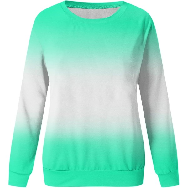 Damtröjor med rund hals, färgblock/enfärgade, långärmade, lediga tröjor, söta, lätta, lösa toppar m6 mint Green Medium