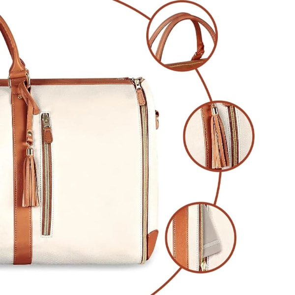 2024 Reiseklespose, Stor PU Draktdraktpose med Skopose, Multifunksjonell Duffelbag for Reise, Strand eller Camping -GSLA Beige
