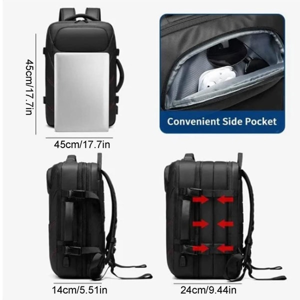 Miesten vedenpitävä USB-latausreppu kannettavalle tietokoneelle, rento matkareppu, urheilullinen varkaudenestoreppu, bisneslaukku