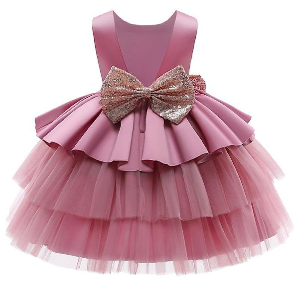 Små pige-babyer blondekjole børn blomst elegant bryllup prinsesse fest tutu kjole børn fødselsdag dåb formel tøj F-2 24m