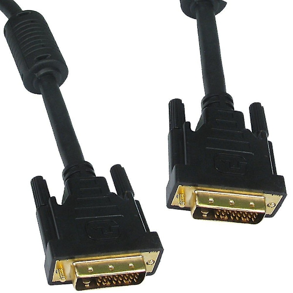 DVI-D Dual Link 24+1-stifts hane till hane-kabel med ferritkärnor, guldpläterad