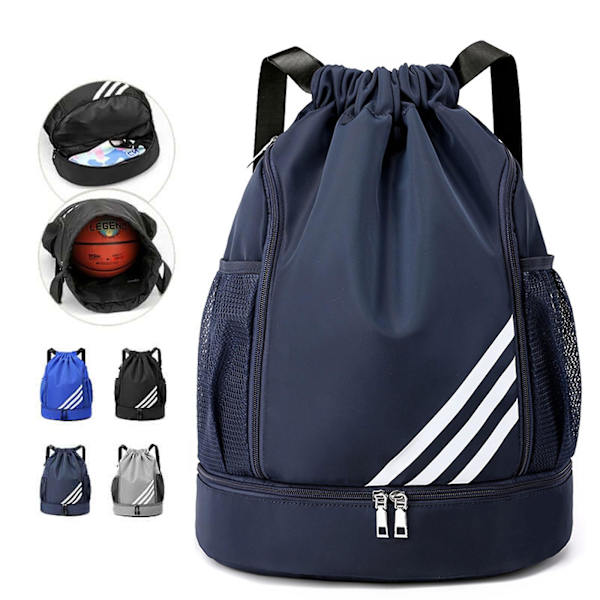 Ny Ankomst Dragsko Ryggsäck Sport Gym Väska Med Skofack, Vattentät Dragsko Ryggsäck För Män Kvinnor (svart) Dark blue