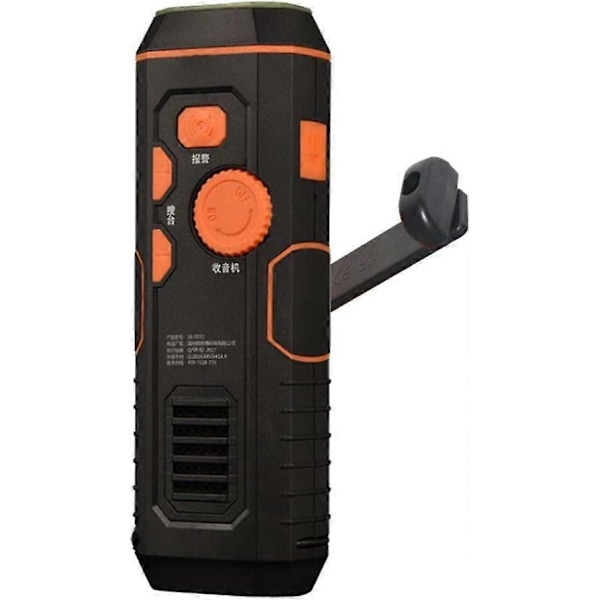 Mnsun Nödradio FM-radio med Uppladdningsbart Batteri Handvev Ficklampa med Vevradio och 3 LED-lampor Radioalarm för Resor Bärbar Camping