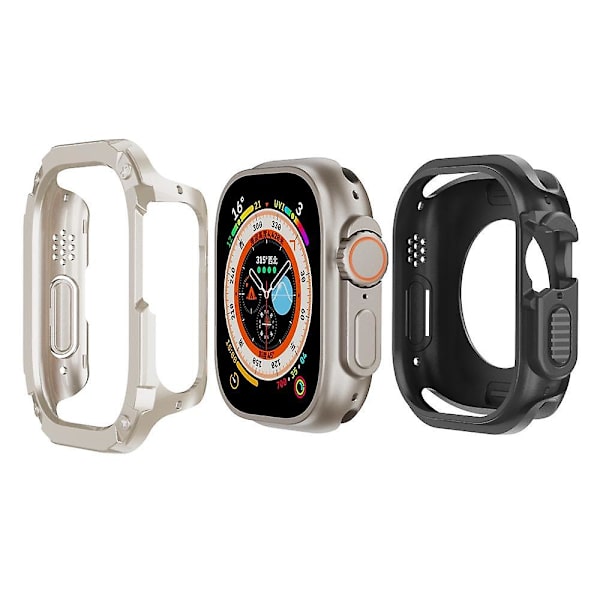 Klockfodral för Apple Watch Series 8 7 41mm/Series 6 5 4 SE (2022) SE 40mm TPU+PC Stöttålig Ram Starlight