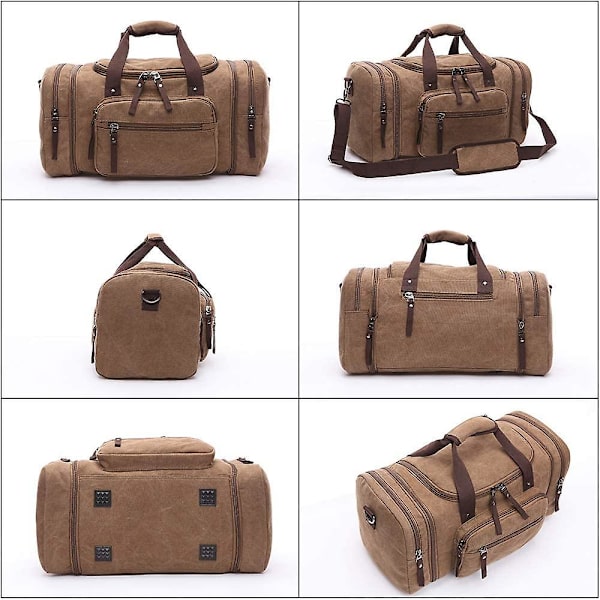 Resväska, Acsergery Unisex Canvas Holdall, Acsergery Stor Resväska Resväskor Carry On Duffel Present