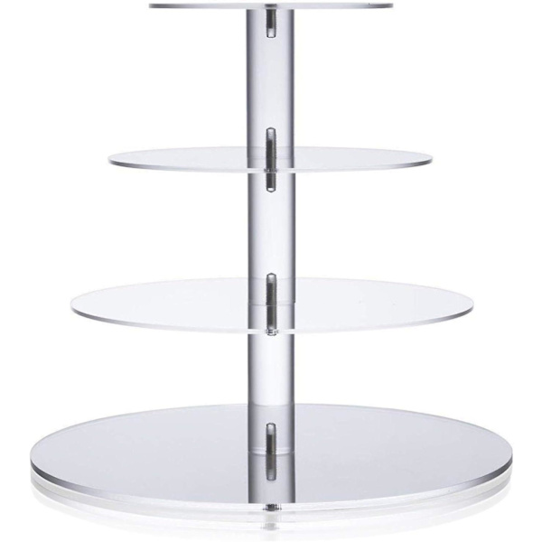 Cupcake Stand, 4-lags kageopsats til bryllup, babyfest og eftermiddagste, 4 mm tyk akryl desserttårn til muffins og kager, diameter 12\"