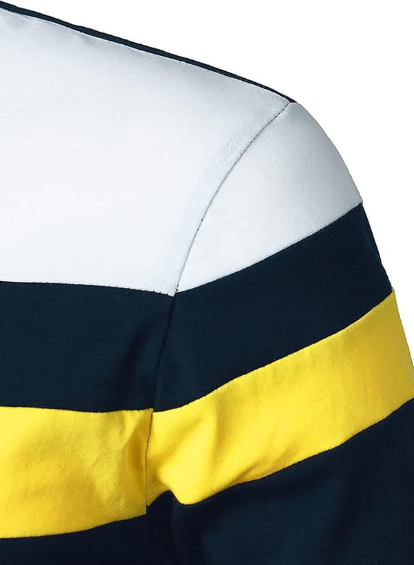 Herr Casual Långärmad Pikétröja Kontrastfärg Patchwork Bomulls T-shirts Navy XL