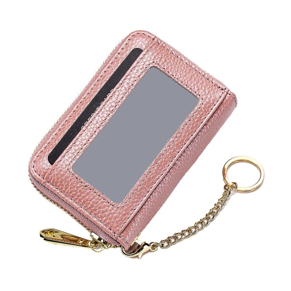 Organ Zipper Bankkort Väska, Läder Nyckel Väska pink
