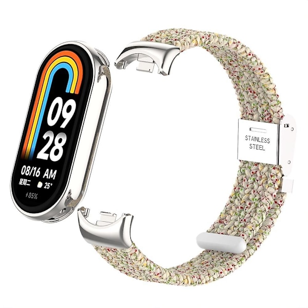 Til Xiaomi Smart Band 8 Flettet Nylon Urrem Justerbart Spænde Elastisk Rem Starlight