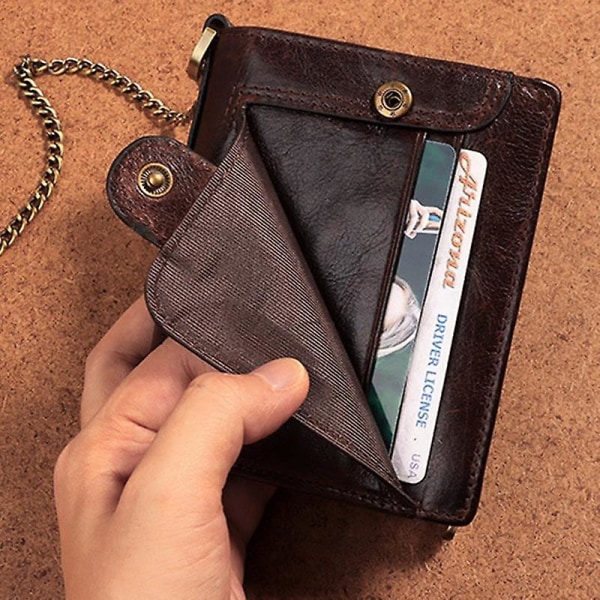 RFID-blockerande översta lager kohudsplånbok Kreditkortshållare Myntväska med stor kapacitet