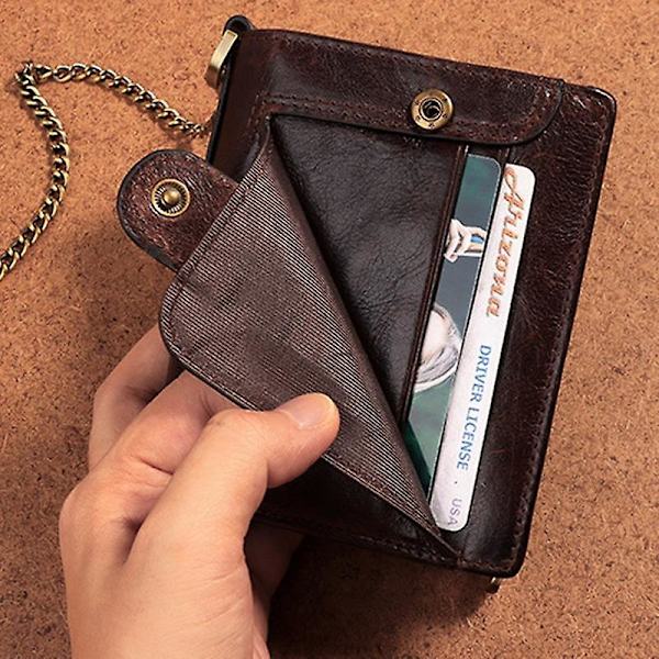 RFID-blockerande plånbok i toppskiktsläder med stor kapacitet för kreditkort och mynt
