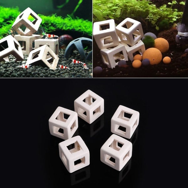 5 st Akvariedekoration - Keramiska grottor för små fiskar och räkor 2,2x2,2x2,2 cm